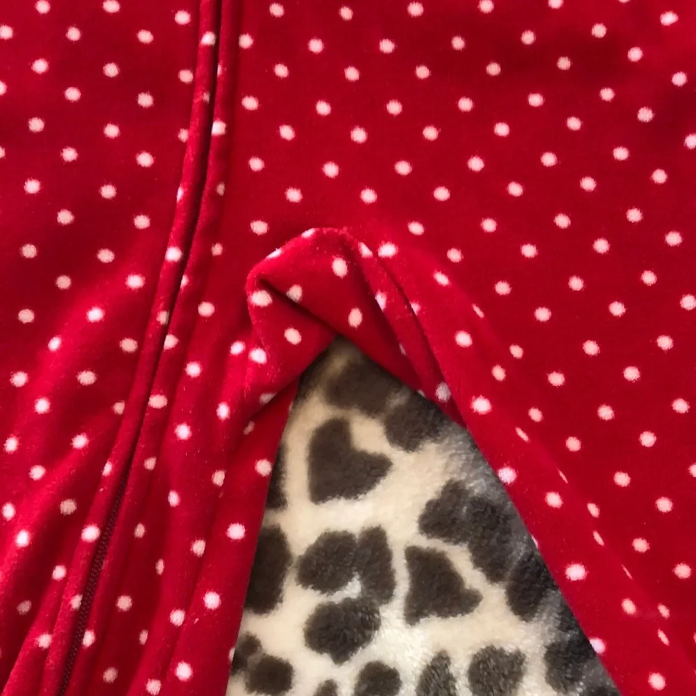 Carter’s Christmas Red Zip-Up Fleece Sleep Play Pajamas 18 months Polka Dot